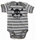 Babybody Rebel - Streifen Grau Weiss